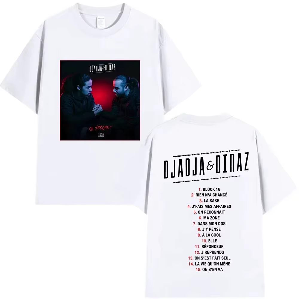 T-shirt graphique Rapper Djadja & Dinaz Album 2026 pour homme, style vintage gothique, Hip Hop, manc