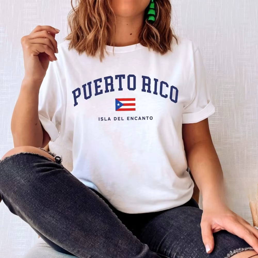 T-shirt graphique Isla Del Encanto Porto Rico pour hommes et femmes, en coton, style vintage univers