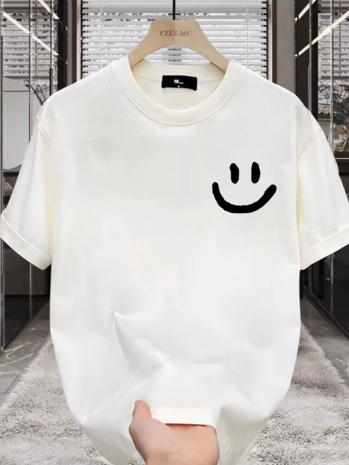 T-shirt imprimé pour homme - 100% coton - T-shirt ample à col rond tendance streetwear pour l'été