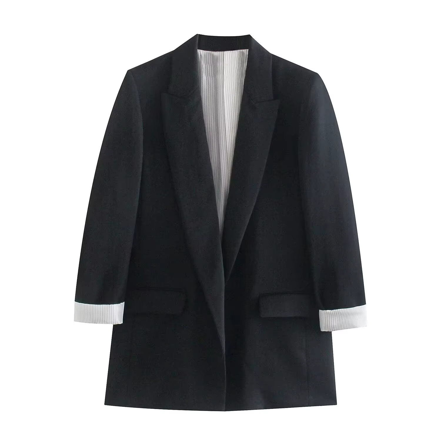 Veste décontractée à deux boutons pour femmes, revers polyvalent, style de rue trempé, vêtements d'a