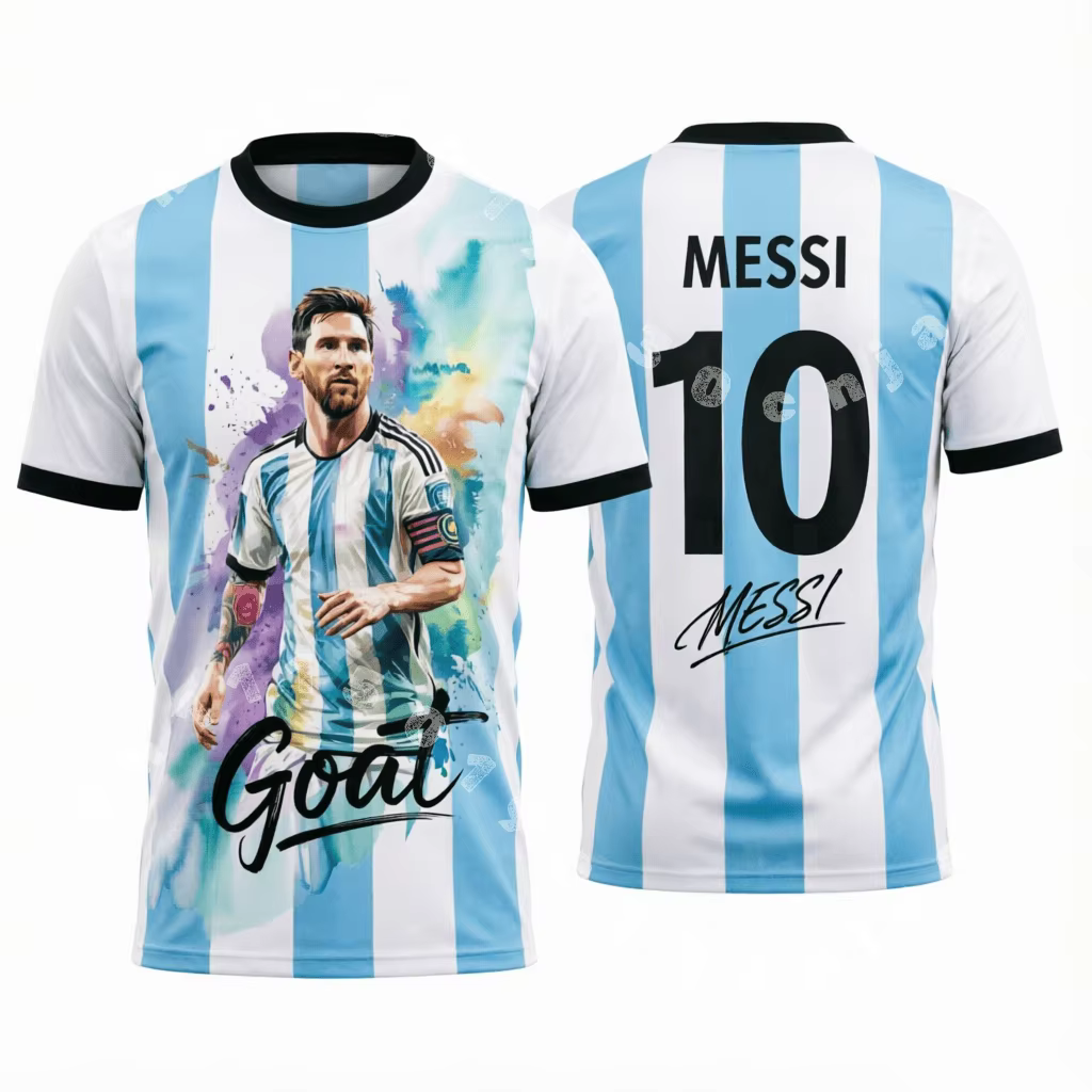 Maillot de football Messi Argentine pour homme, t-shirt pour femme, haut pour garçon, t-shirt pour e