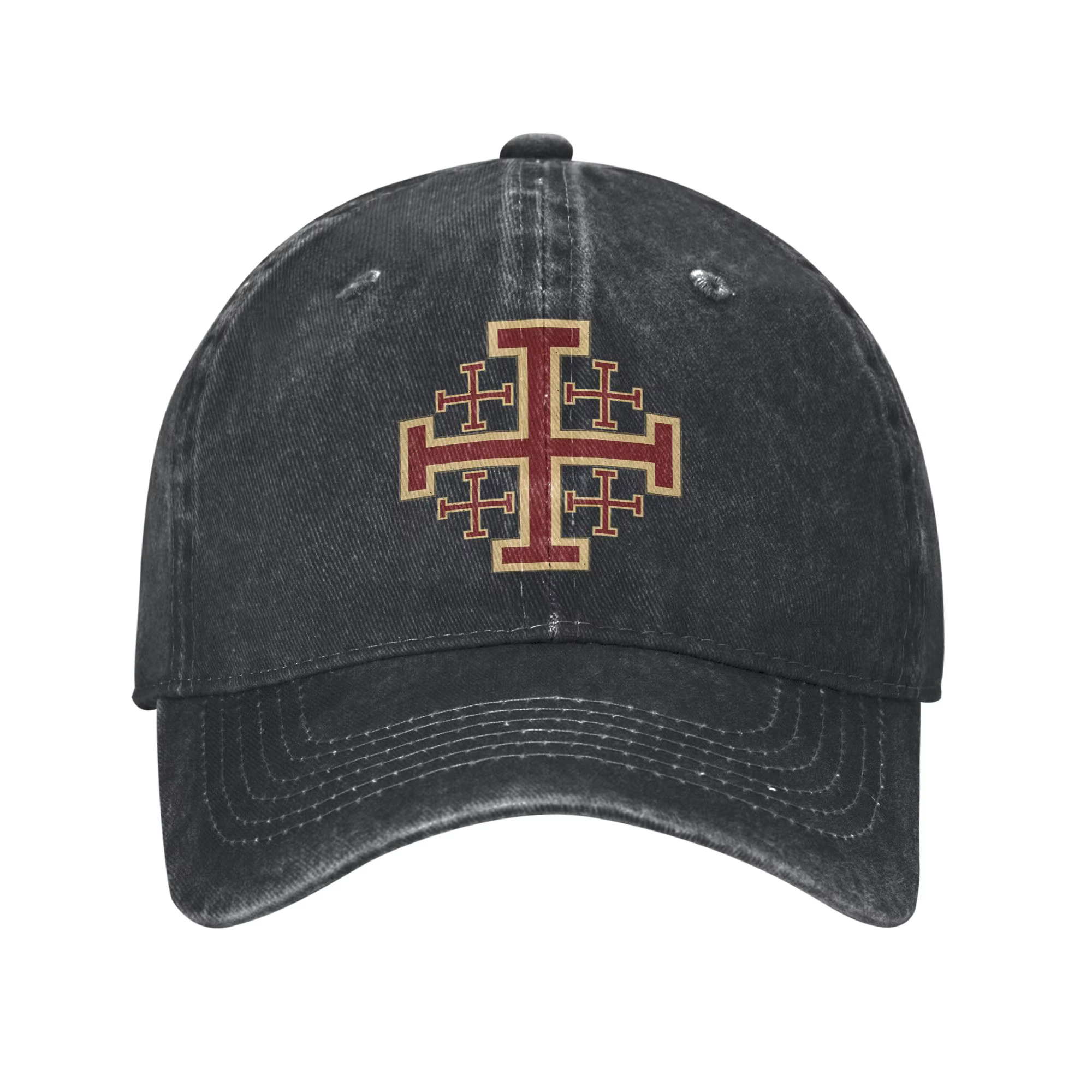 Casquette de baseball chrétienne unisexe, motif Croix de Jérusalem et Templier, vintage, effet vieil