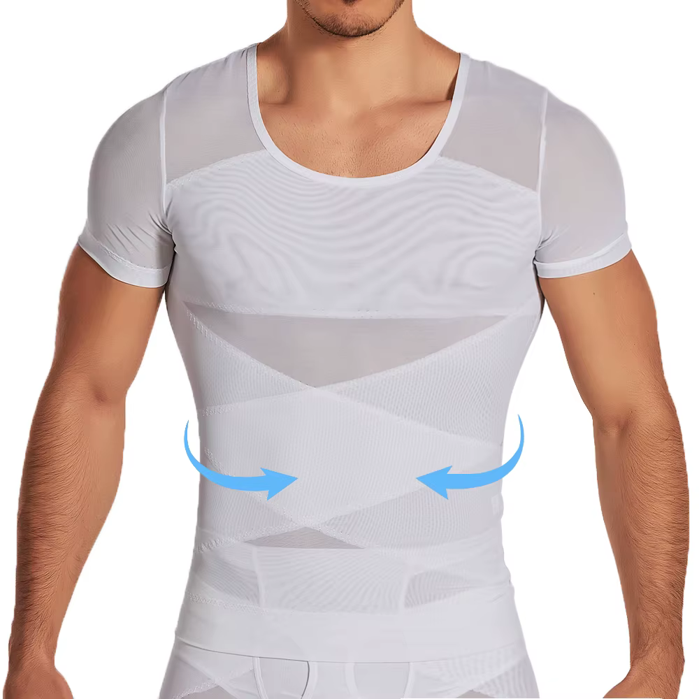 Hommes maille chemises corps Shaper à manches courtes Compression ventre minceur maillot de corps Sh