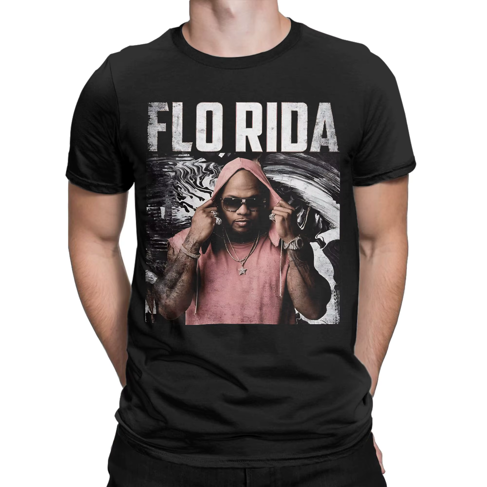 T-shirt surdimensionné Flo Rida 100% coton, t-shirt hippie pour homme, motif amusant Y2K, manches co