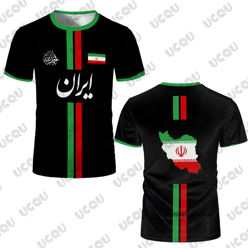 Maillot de football Iran pour hommes et femmes, motif drapeau et carte de l'Iran, t-shirt imprimé 3D