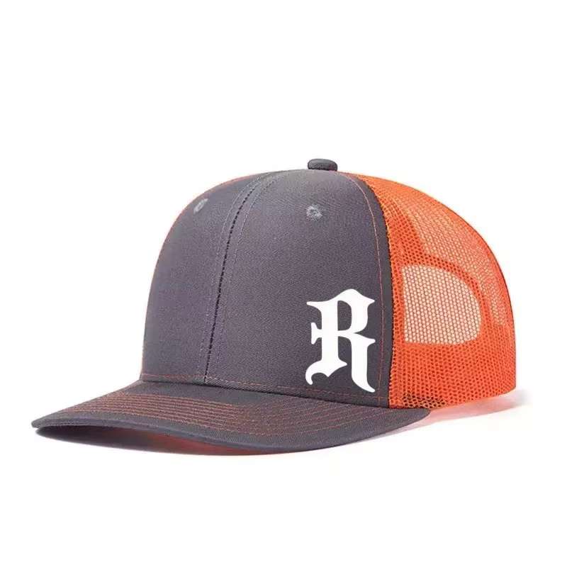 Casquette de baseball ajustable imprimée lettre R, style classique snapback, respirante, en maille, 