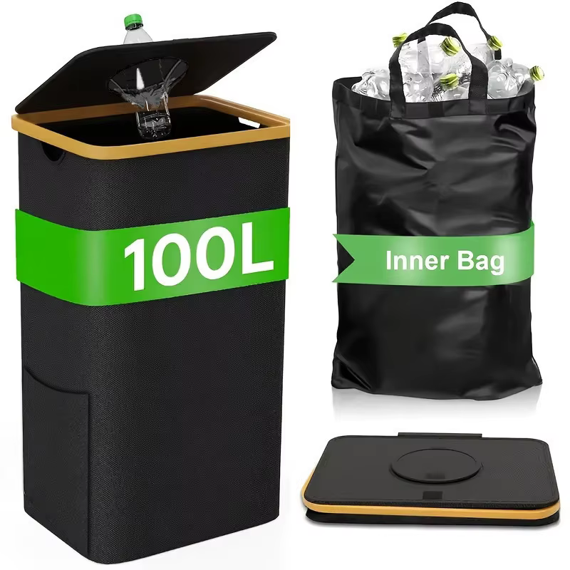 Ensemble de poubelles de recyclage de cuisine grande capacité 100L avec sacs amovibles pour le tri e
