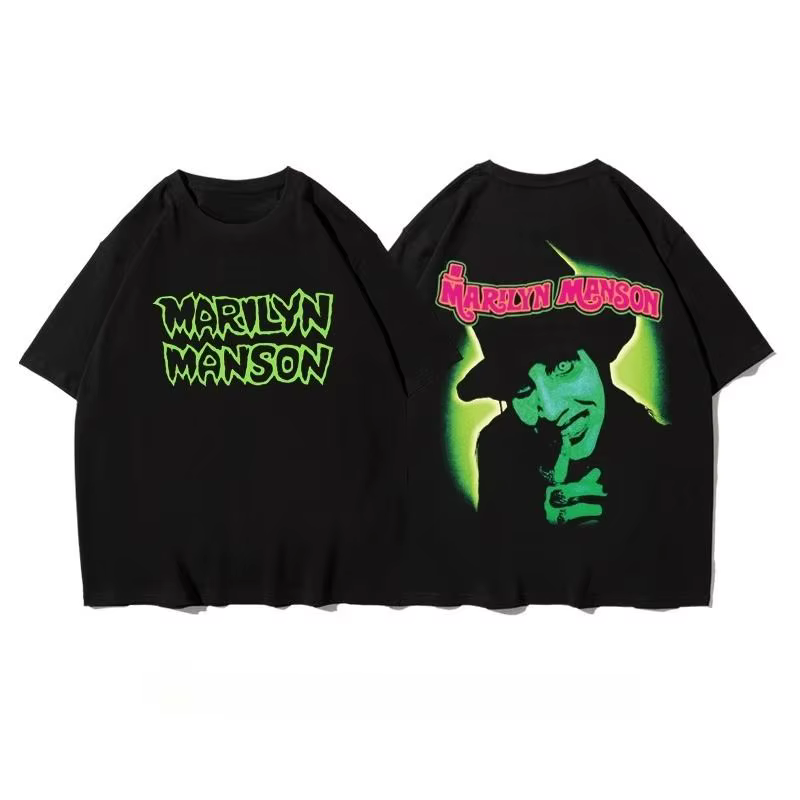 High Street T-shirts Marilyn Manson T-Shirt imprimé mode rue tendance manches courtes coton conforta