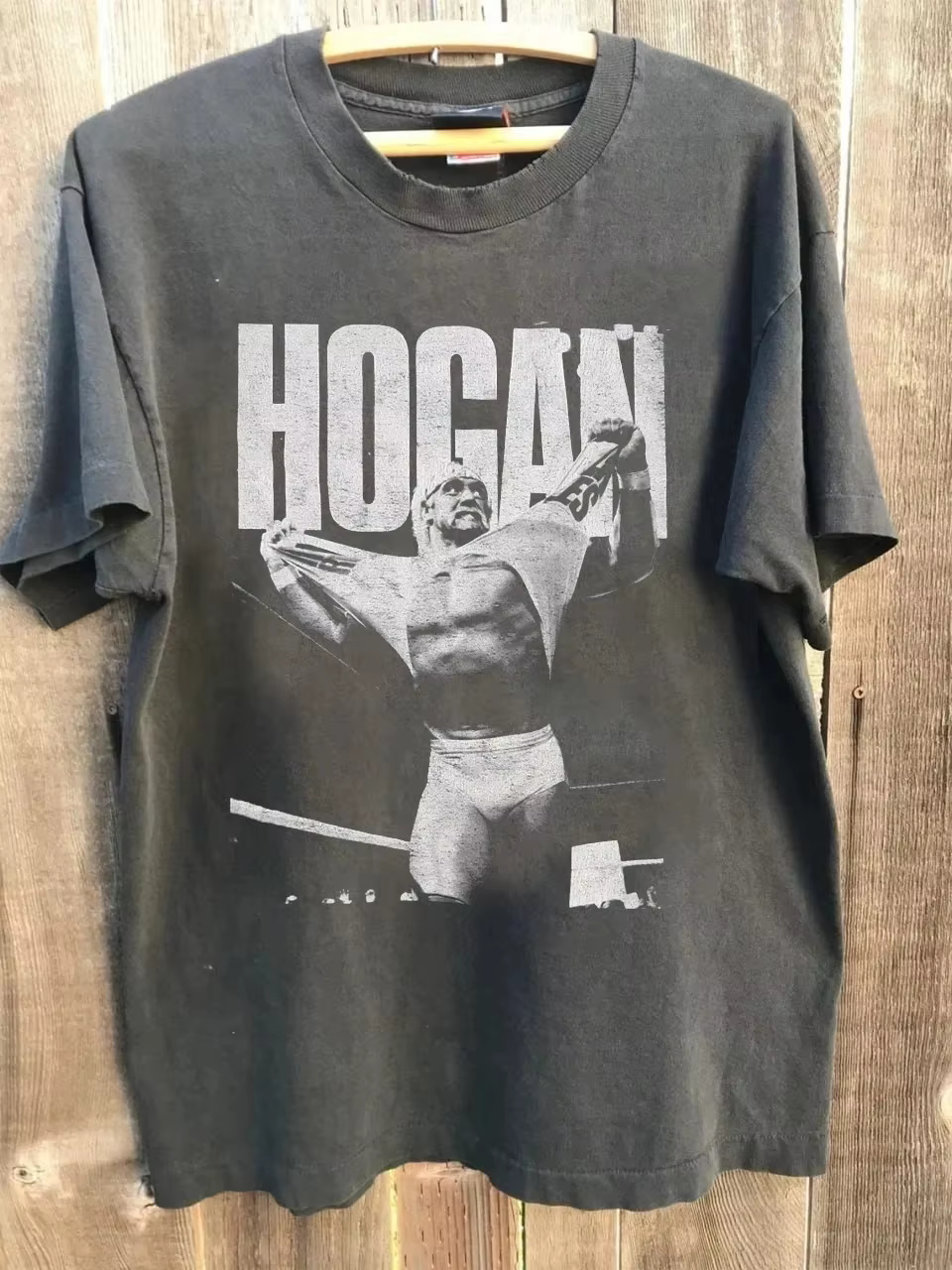 T-shirt Hulk Hogan noir et blanc, couleur charbon, réédition, pour hommes et femmes