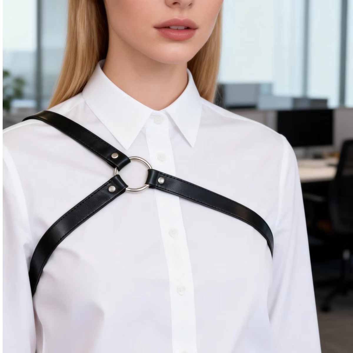 Harnais de poitrine punk pour femme, ceinture en cuir PU tendance, bretelles à une épaule, tenue de 