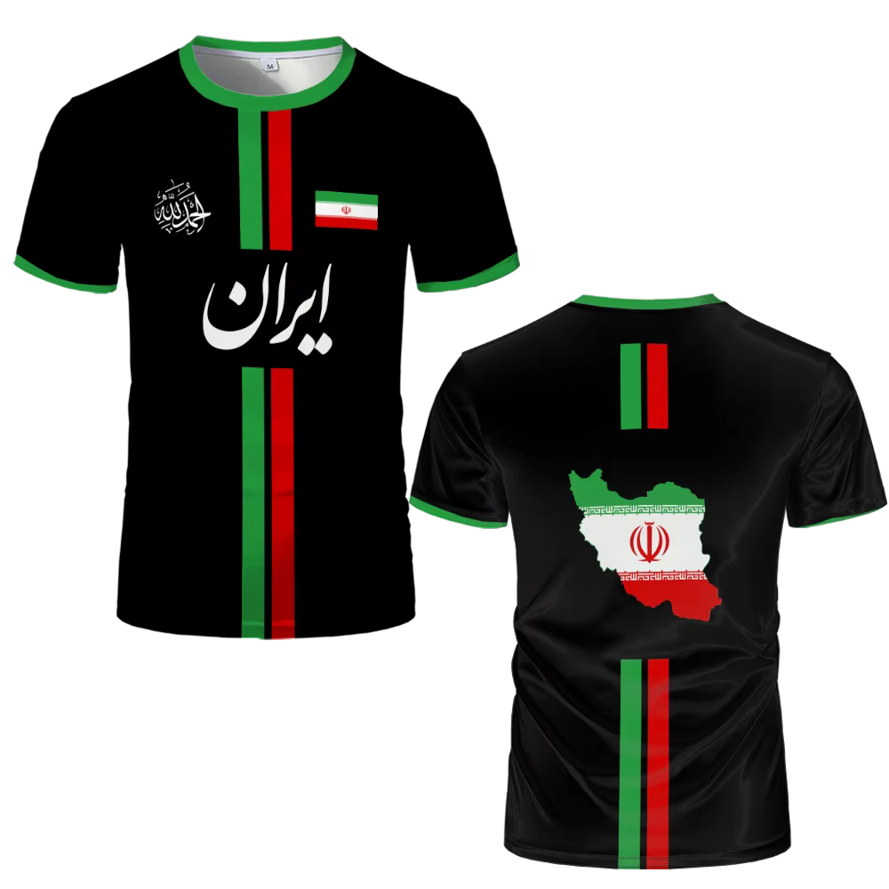 Maillot de football Iran, T-shirt d'été respirant à séchage rapide, col rond, manches courtes, motif