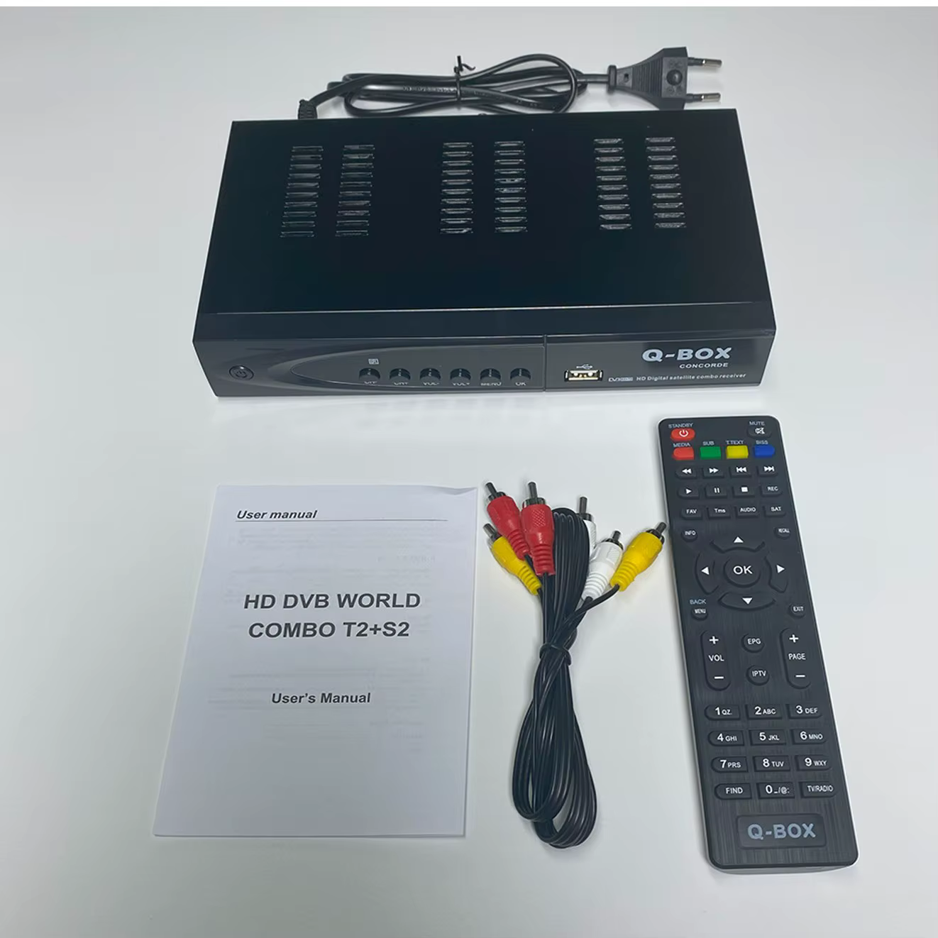 Récepteur de télévision satellite Q-BOX pour Bahreïn, Qatar, DVB-T2, DVB-S2, décodeur TV numérique H