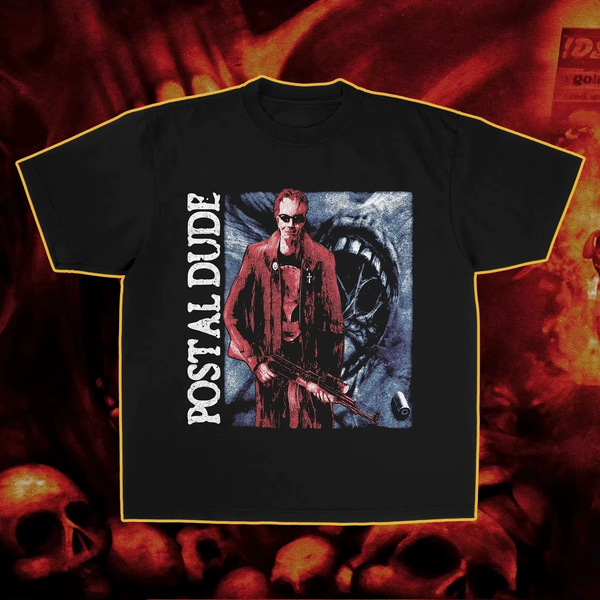 T-shirt humoristique à motif graphique Postal Dude, t-shirt de jeu, t-shirt Postal Dude Weapons, col
