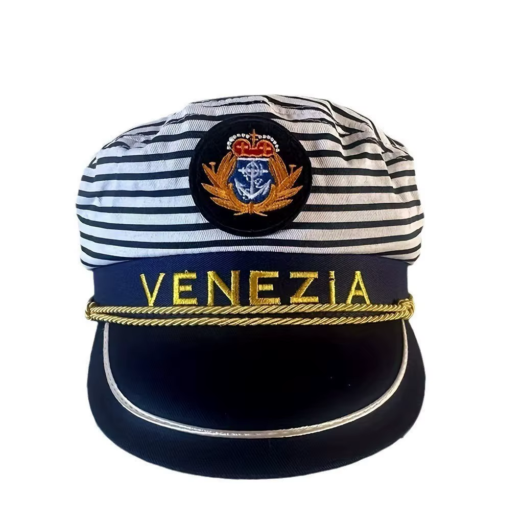 VENEZIA-Captain casquette bleu marine, casquette marine rayée casquette de fête homme pour fête de b