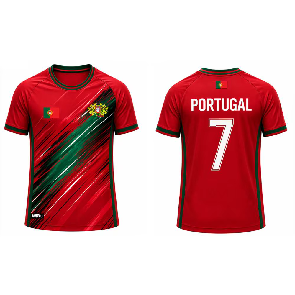 Maillot de football pour homme avec imprimé drapeau du Portugal 2026, T-shirt de sport respirant et 