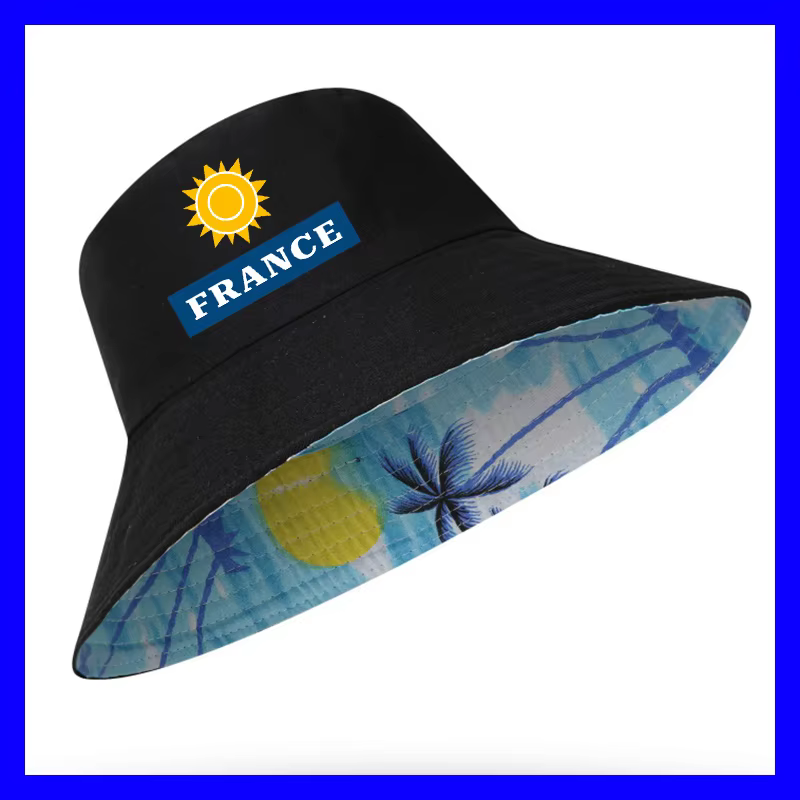 TEXT personnalisé bob FRANCE réversible seau chapeaux hommes femmes en plein air pêcheur casquettes 
