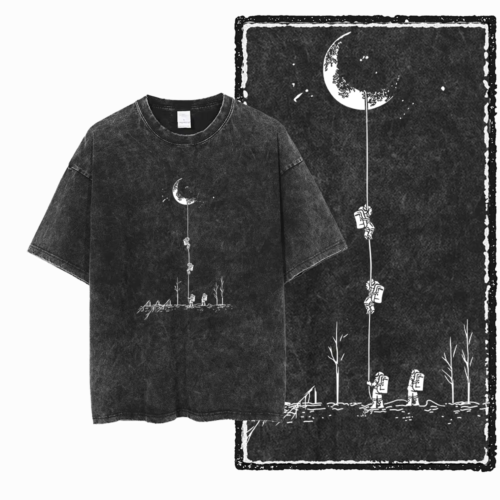 SA ASTRONAUT SPACE THEMES imprimé coton lavé à l'acide graphique unisexe t-shirt Cool Streetwear hom