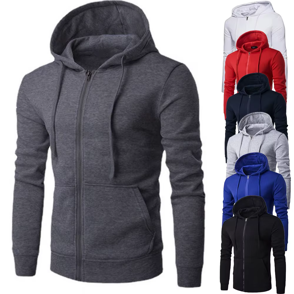Veste à capuche à manches longues PVD pour hommes, fermeture à glissière, sweat-shirt Slim Fit, vête