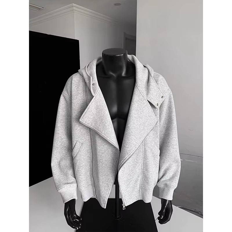 Sweat-shirt à capuche gris pour hommes et femmes, nouveauté automne-hiver 2026, veste épaisse et amp
