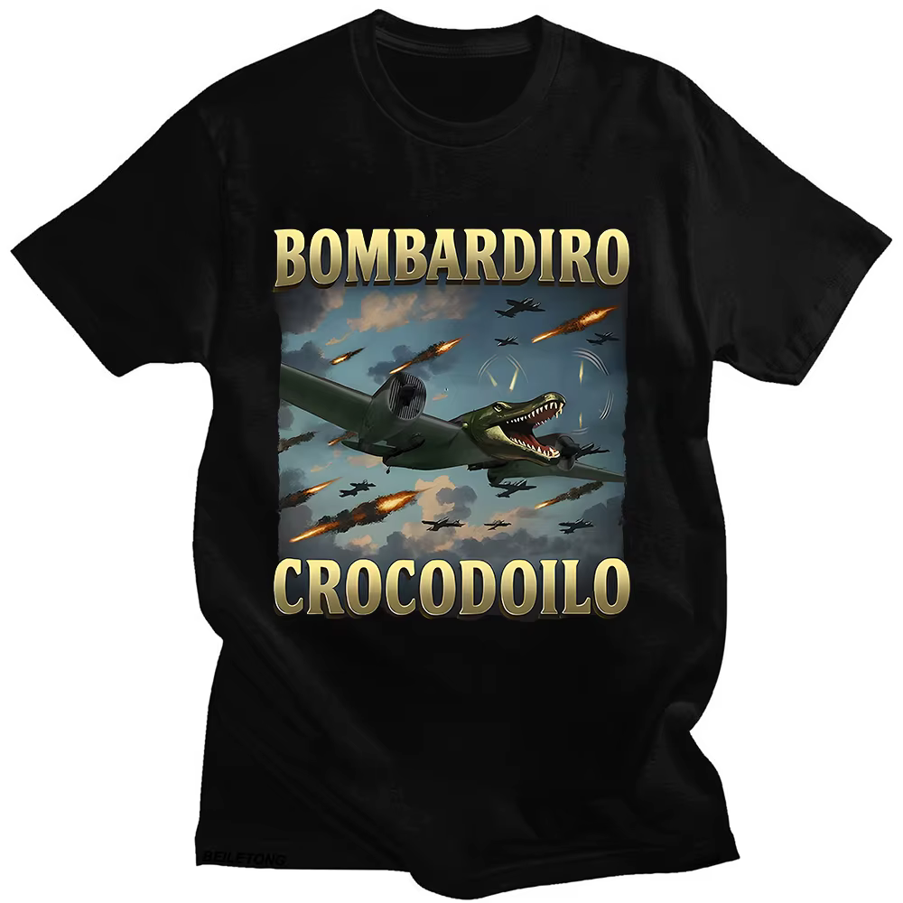 Bombardiro Crocodile drôle cerveau confort t-shirts bizarre Meme t-shirts hommes femmes Harajuku mod