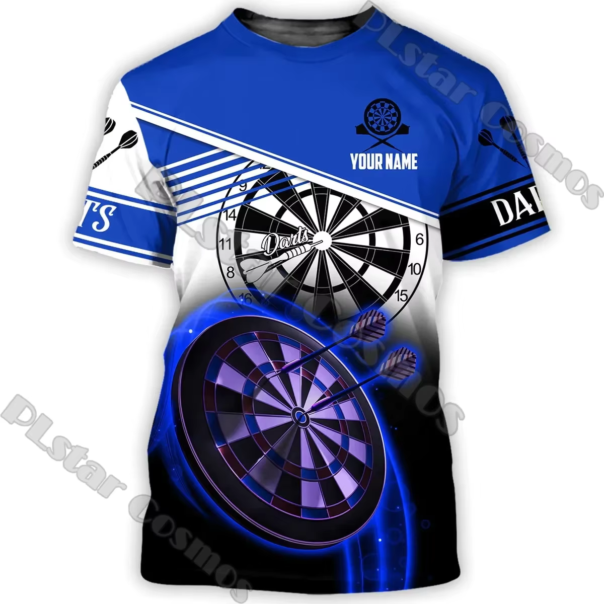 Nom personnalisé joueur de fléchettes 3D imprimé hommes T-Shirt été rue tendance sauvage unisexe T-S