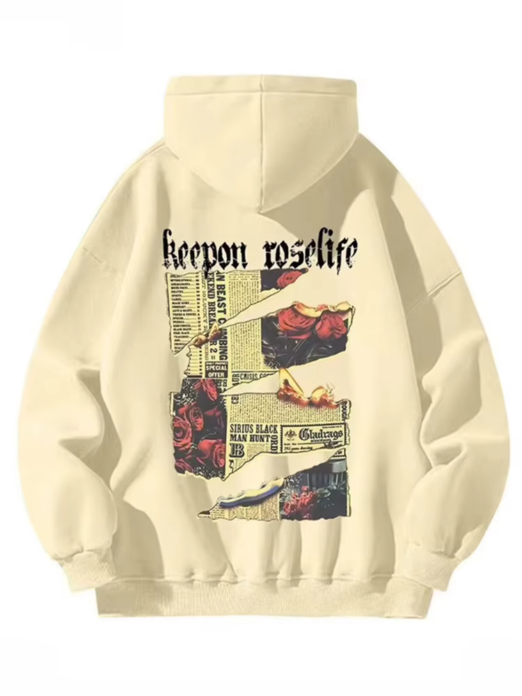 Sweat-shirts à capuche pour hommes, style gothique, imprimé rose, mode hip-hop, graphiques surdimens