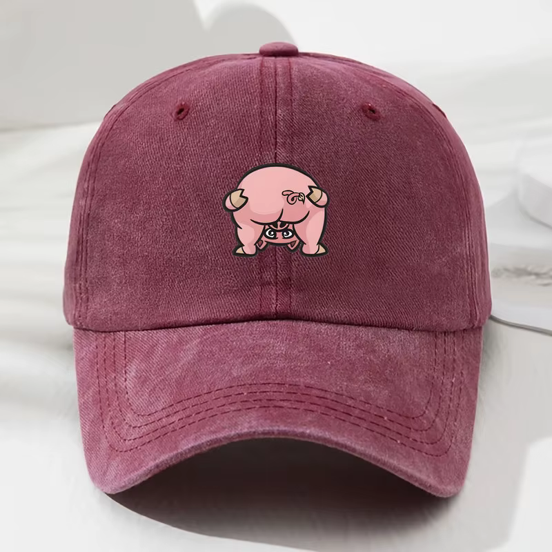 Casquette de baseball unisexe à imprimé cochon rose, chapeau de style de rue urbain, adapté aux spor