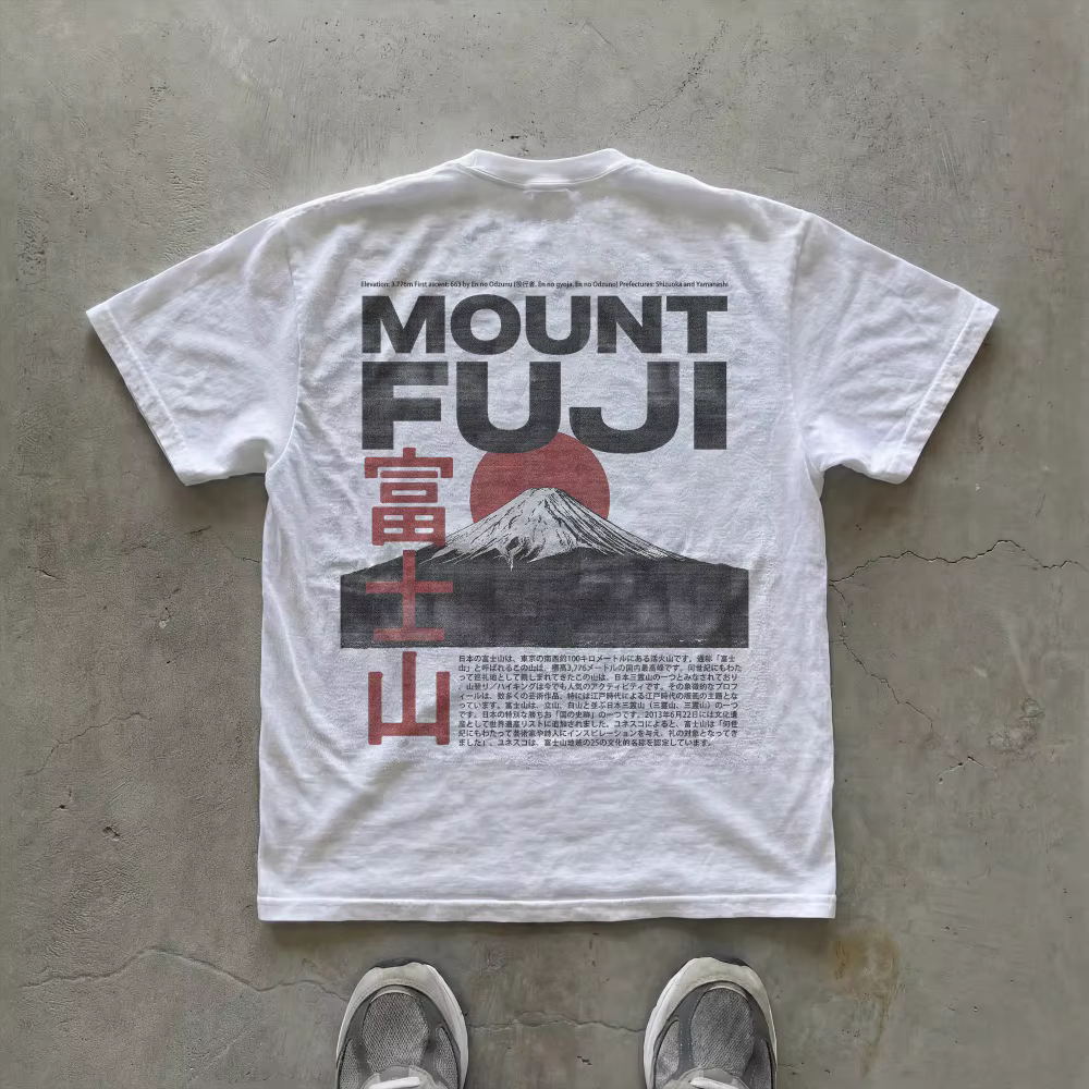 T-shirt Mount Fuji, streetwear japonais, tee-shirt vintage avec affiche japonaise, graphisme Fuji mi