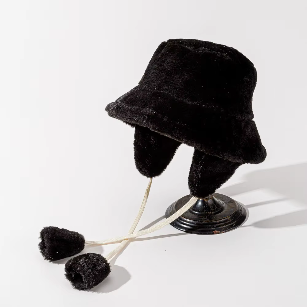 Casquette en fourrure d'agneau, chapeau Panama en peluche de couleur unie, Anti-froid, coupe-vent, s