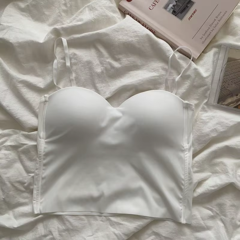 Aishang – gilet fin en soie glacée pour femme, sans trace, dos français, Camisole, tasse fixe intégr