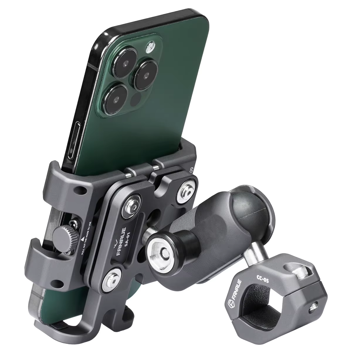 FANAUE support de téléphone pour moto et vélo, en alliage d'aluminium avec amortisseur de vibrations