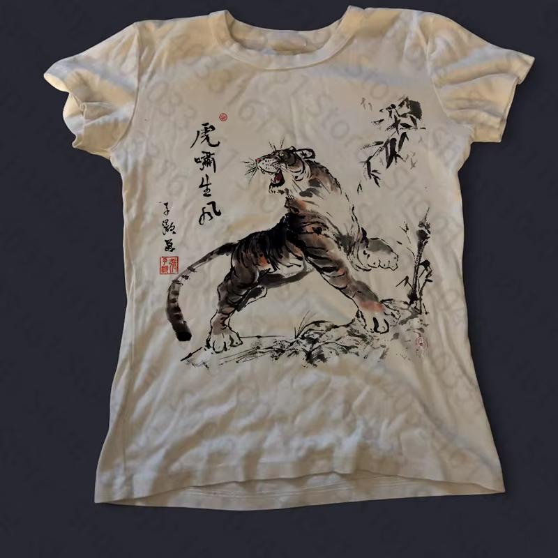 Vêtements grunge Harajuku, streetwear vintage des années 2000, t-shirt blanc à manches courtes pour 