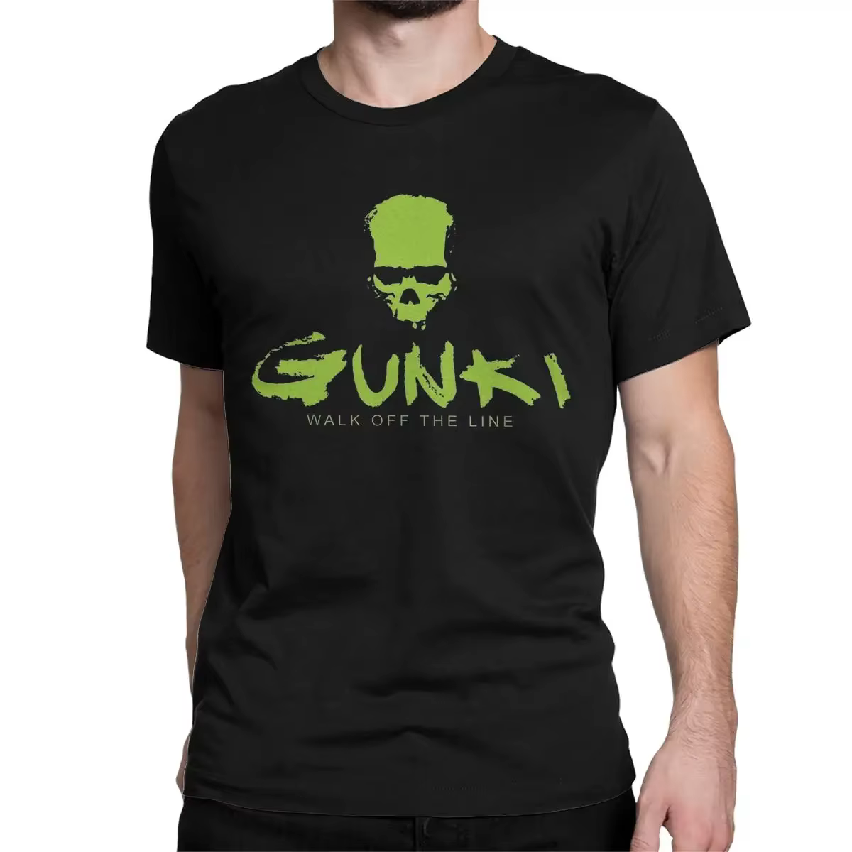 Gunki-T-shirt à manches courtes et col rond en pur coton pour homme et femme, cool, logo de pêche, v