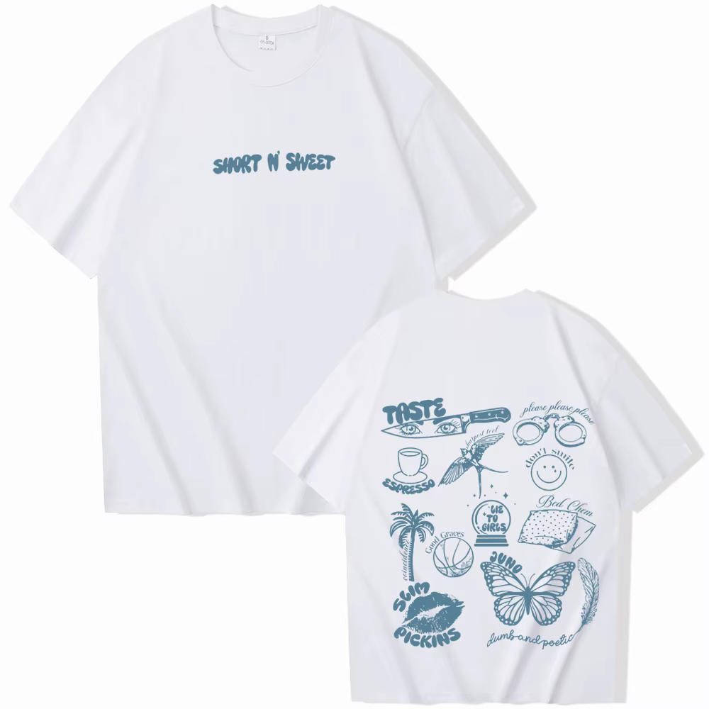 Sabrina Carpenter Short N' Sweet T-shirt Sabrina Carpenter Merch style Harajuku T-shirt col rond fem