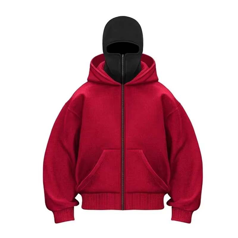 Cagoule à capuche zippée pour homme, sweat-shirt chaud et décontracté, Y2K, avec masque facial à cap