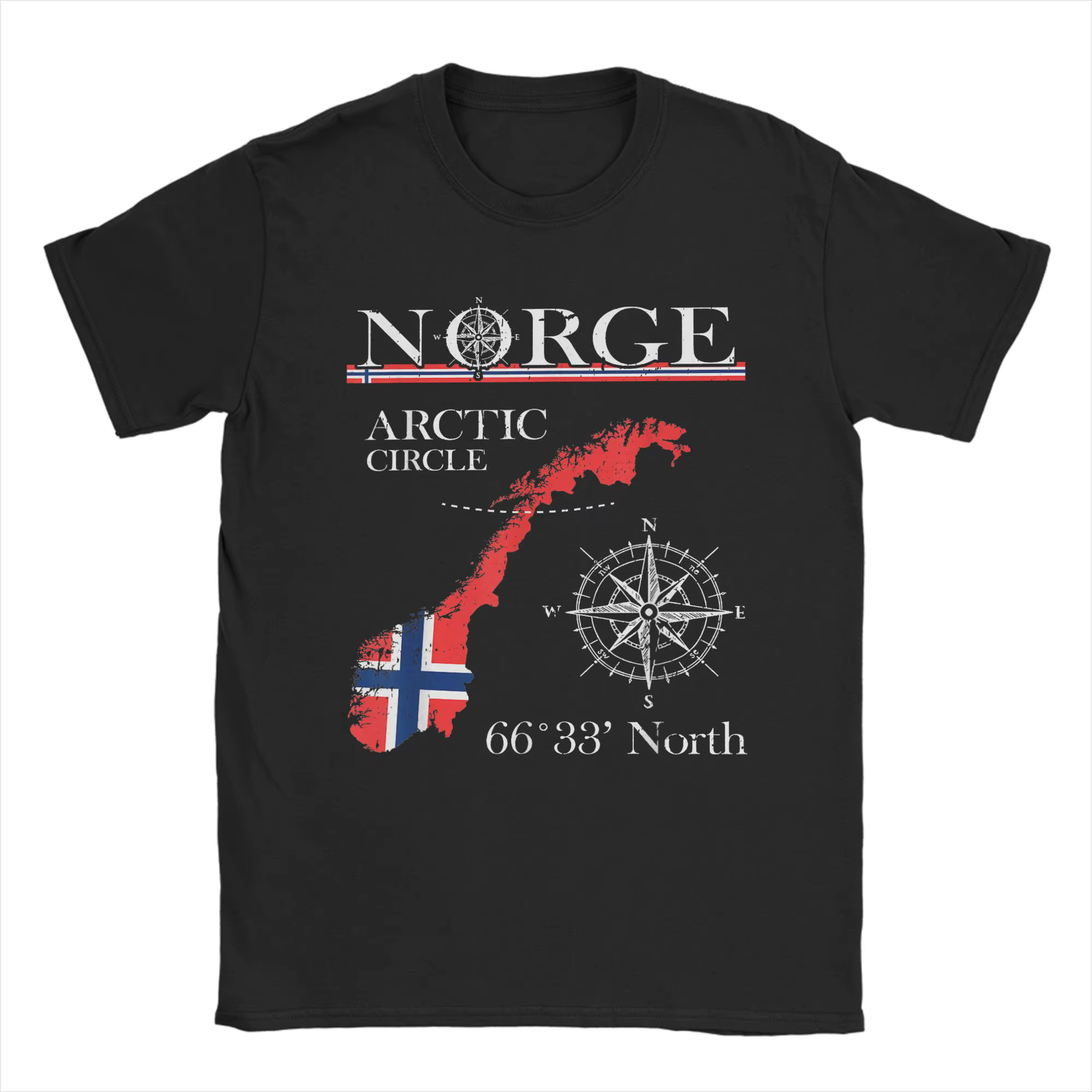 T-shirts pour hommes avec drapeau norvégien, cercle arctique, vêtements en pur coton, à la mode, à m