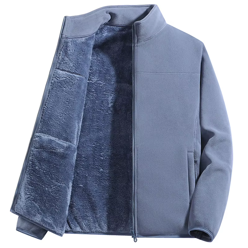 Veste polaire pour hommes hiver coupe-vent col montant manteau fermeture éclair thermique laine doub