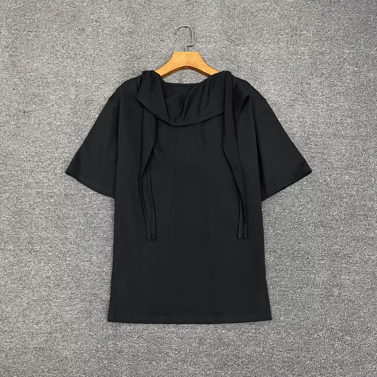 T-Shirt à col écharpe pour femmes, manches courtes, décontracté, ample, Simple, 288