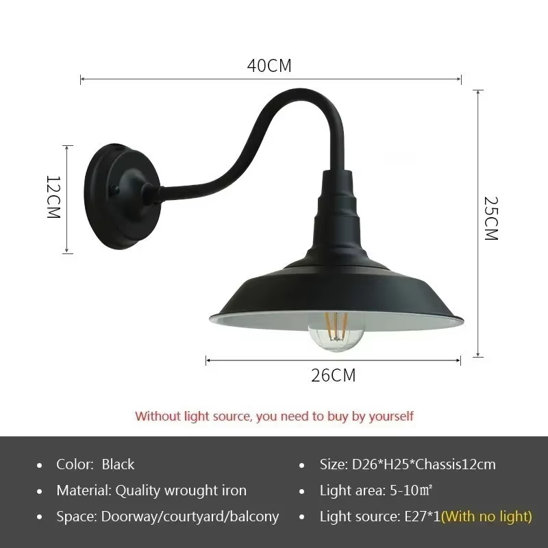 Lampe murale LED rétro américaine, luminaire décoratif Vintage pour cour, balcon, entrée, escalier, 
