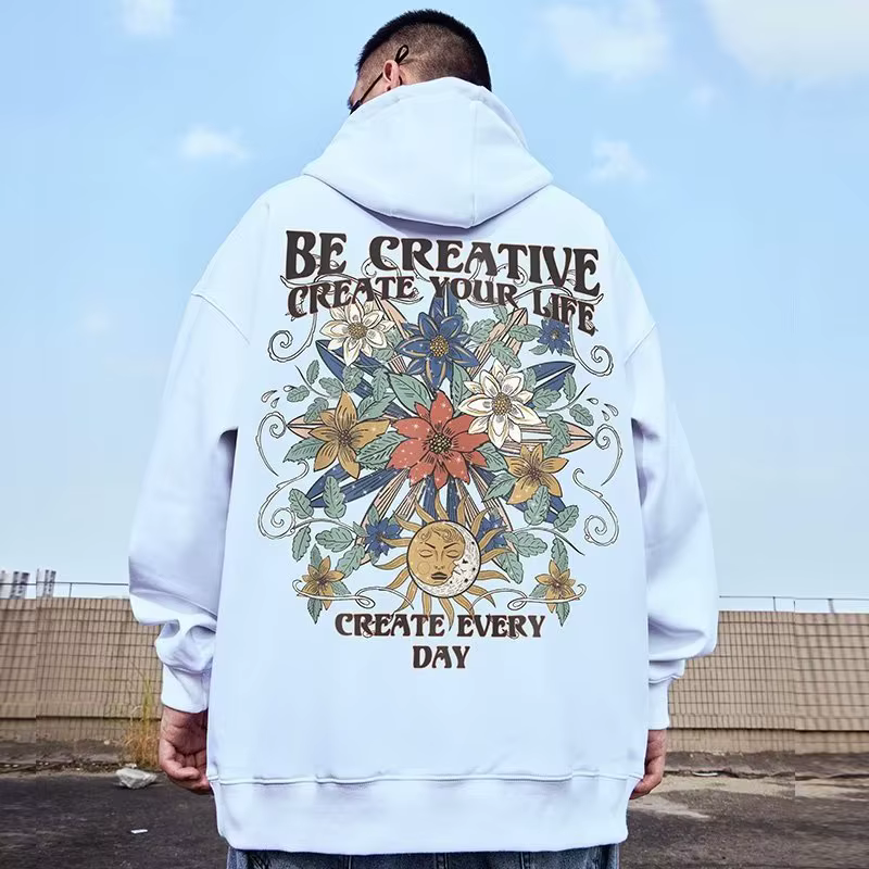 M-8XL sweat à capuche surdimensionné hommes américain soleil lune fleur imprimé sweat à capuche surd