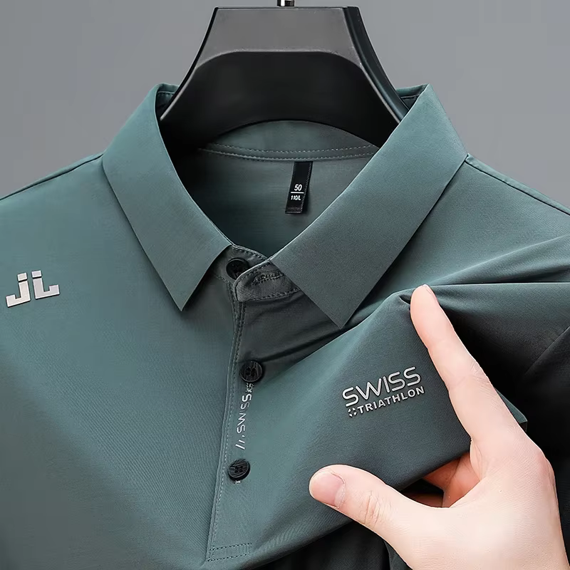 Chemise à manches courtes pour hommes, décontractée, avec Badge, Polo de couleur unie, à la mode, re