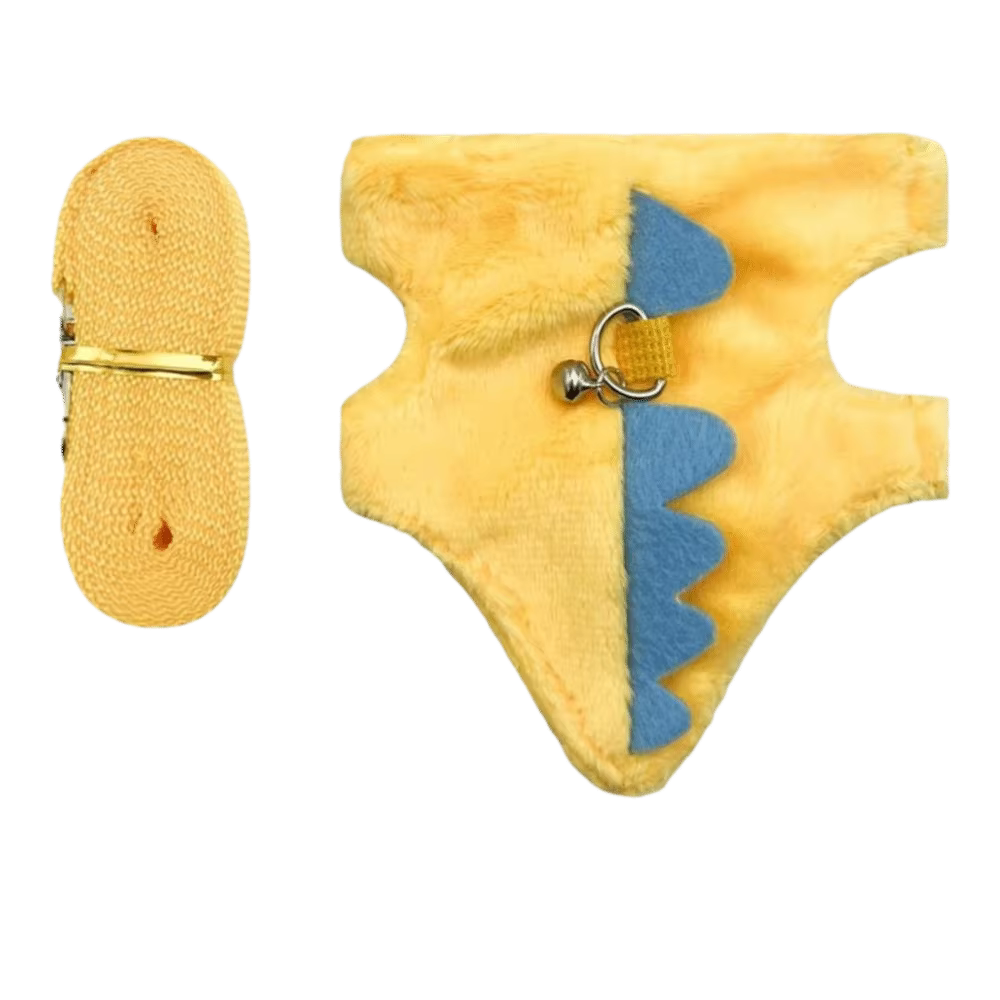 Harnais réglable pour furets en forme de dinosaure avec clochette, sangle de poitrine pour hamsters,