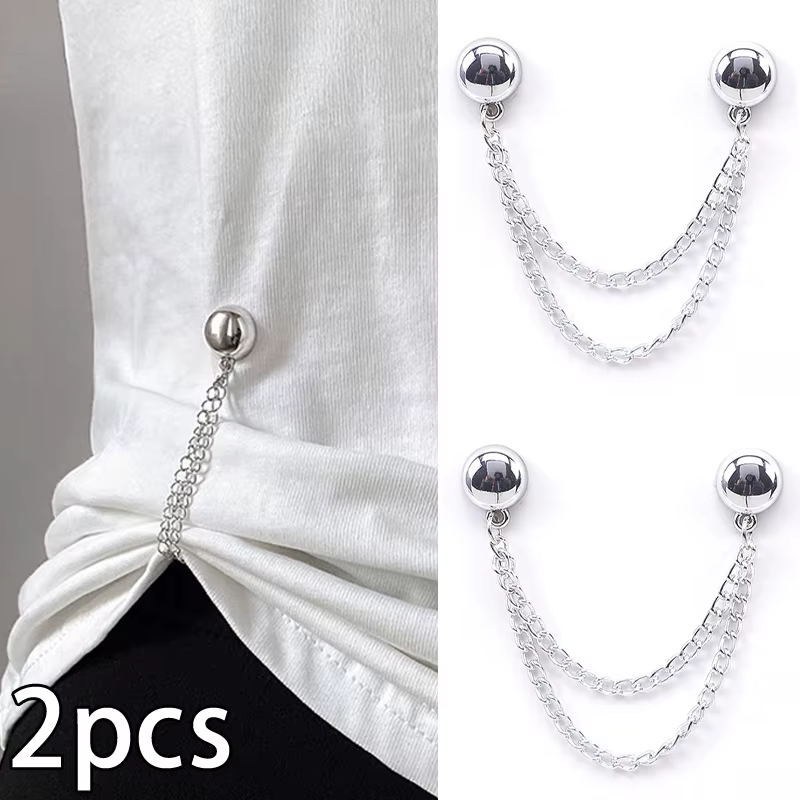 ❃ Lot de 2 pinces magnétiques multifonctions avec chaîne, boutons métalliques, pour vêtements, échar