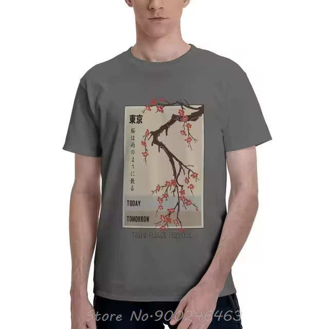 T-shirt col rond homme, estival et à la mode, en coton, avec motif du festival TakFlower Today Tomor