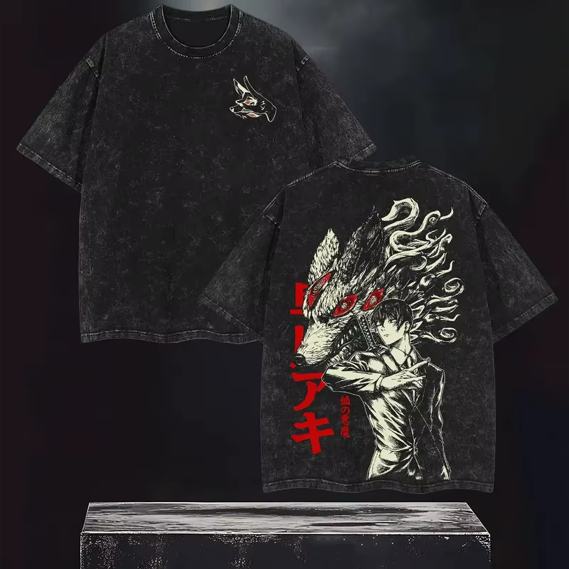 T-shirt Manga Chainsaw Man Aki Hayakawa, T-shirt vintage lavé surdimensionné, vêtements pour hommes 