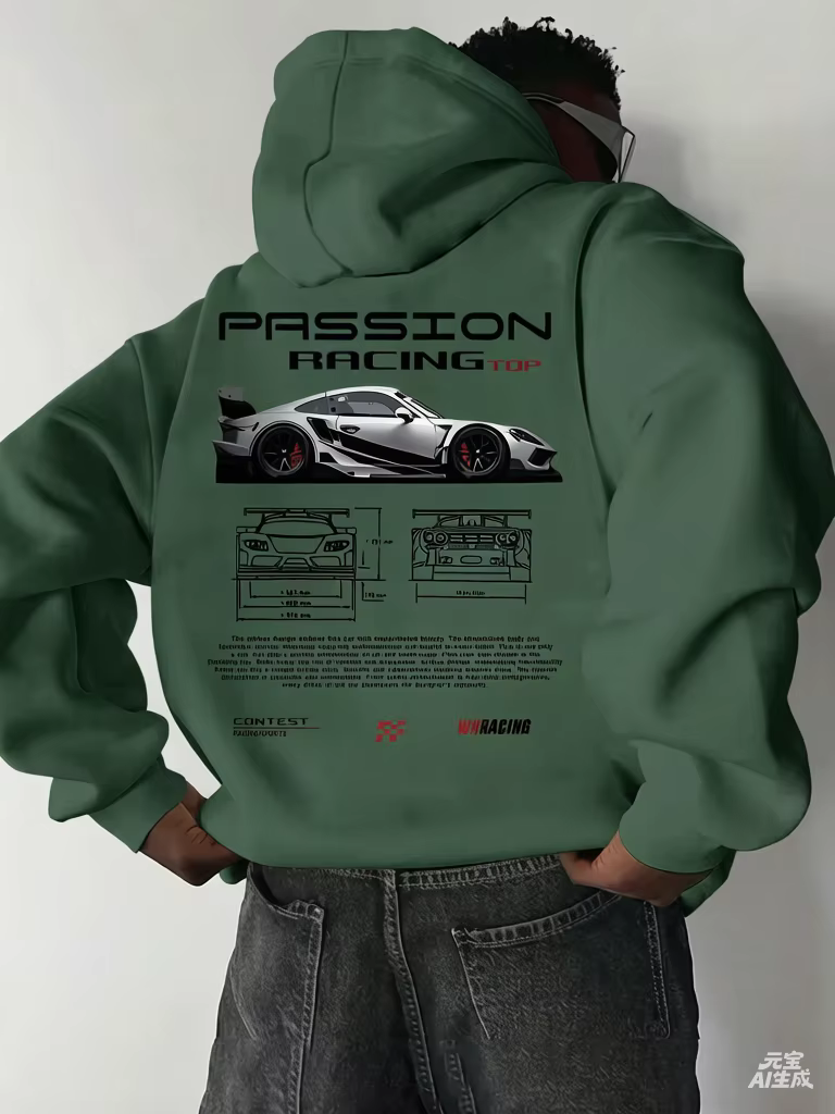 Sweat-shirt à capuche pour homme à motif numérique populaire 2025, design sur le thème des voitures,