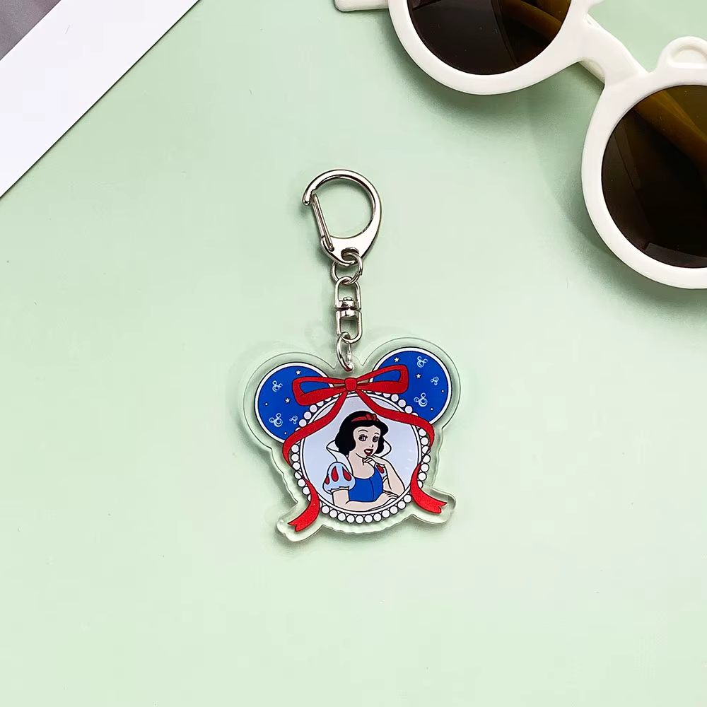 Porte-clés de voiture en acrylique Disney Ariel Anna Cendrillon Merida, accessoires de sac, breloque