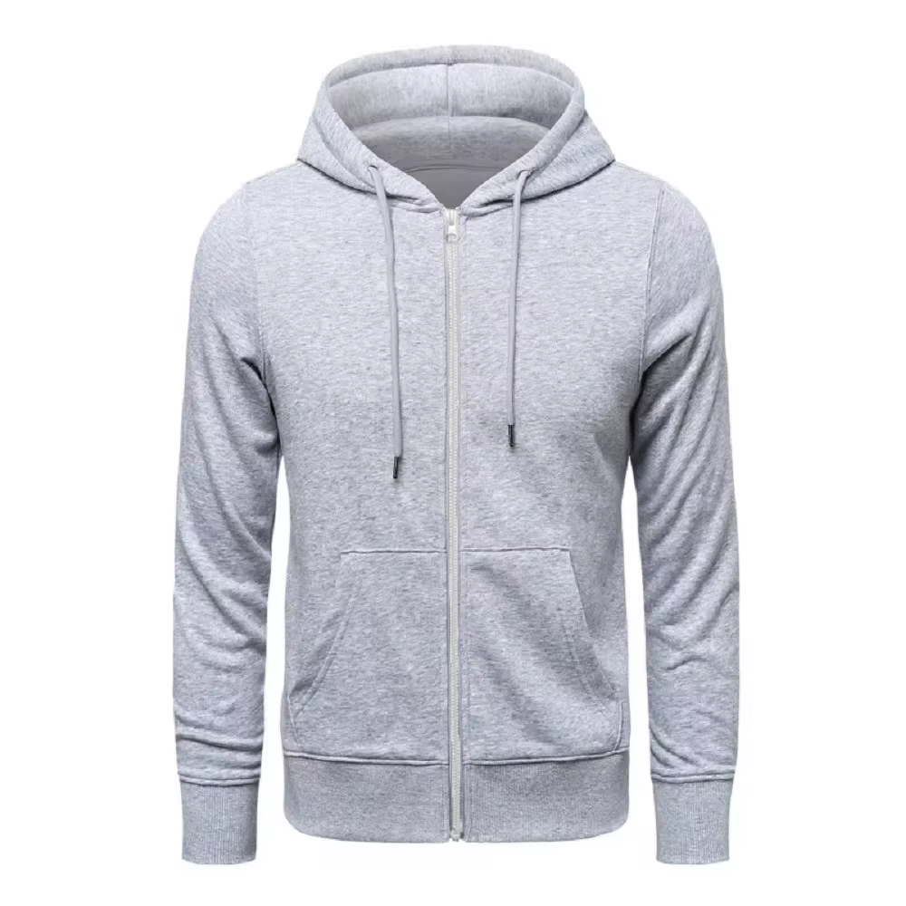 Haute qualité mode sweat à capuche zippé hommes rétro Harajuku couleur unie veste haute rue sweat à 