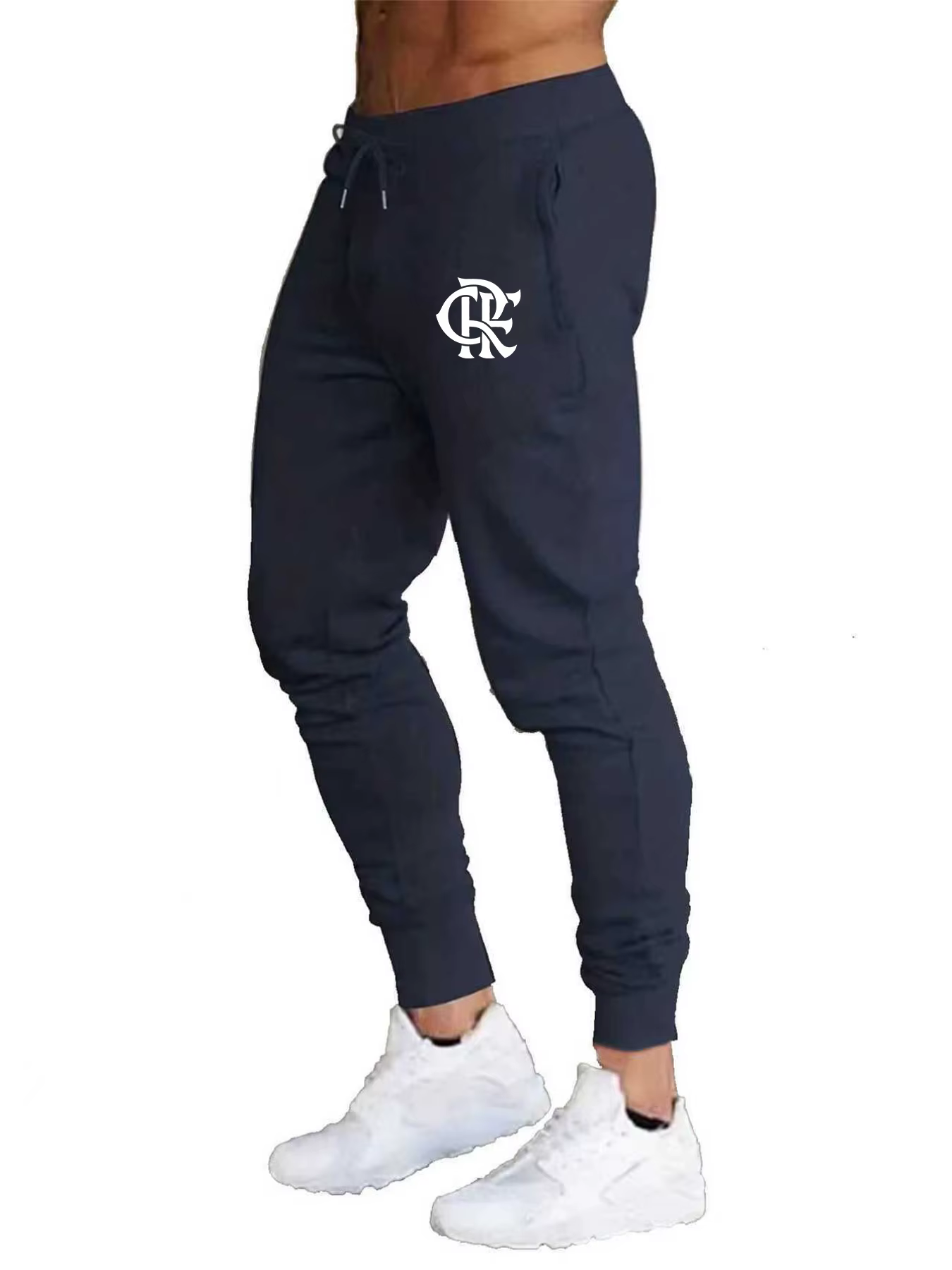 Pantalon de jogging pour homme avec logo monogramme CR entrelacé, cordon de serrage élastique, panta