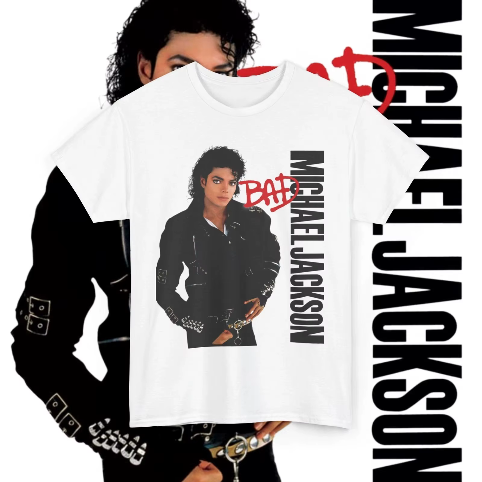 T-shirt Michael Jackson Bad Album pour hommes et femmes, vêtements d'été en coton Y2K, mode Vintage,
